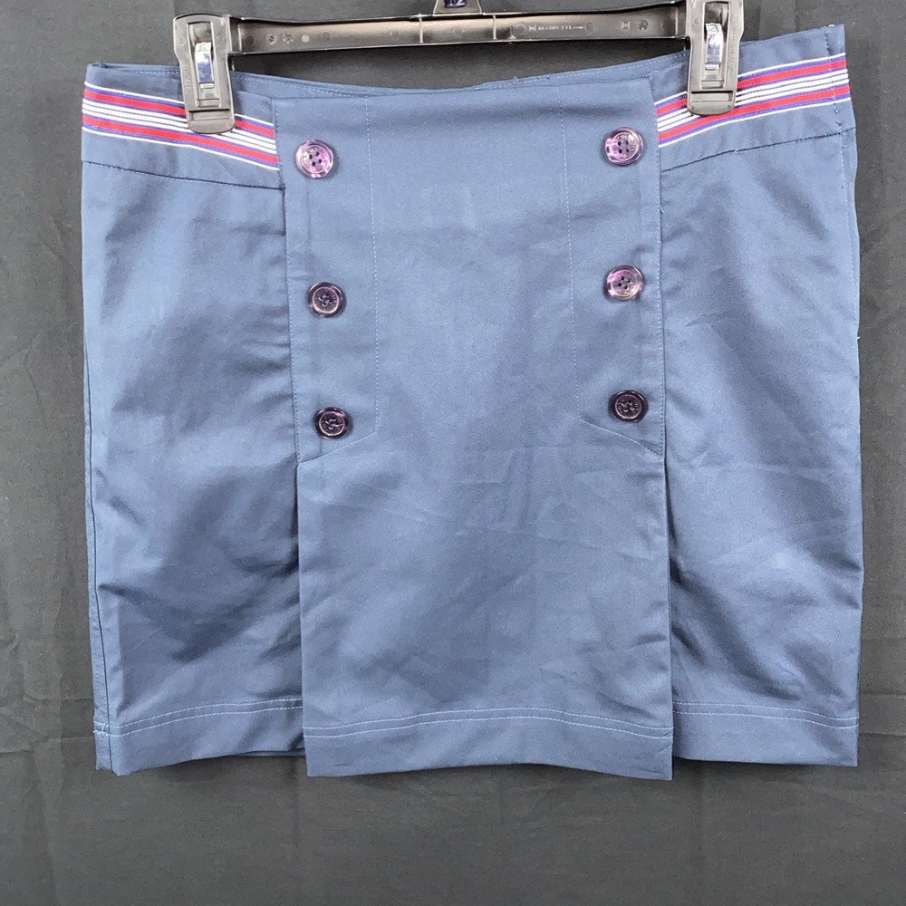 Lija Skort Skirt Shorts Navy with Striped Waist Zipper Pocket Tennis Pickle Ball